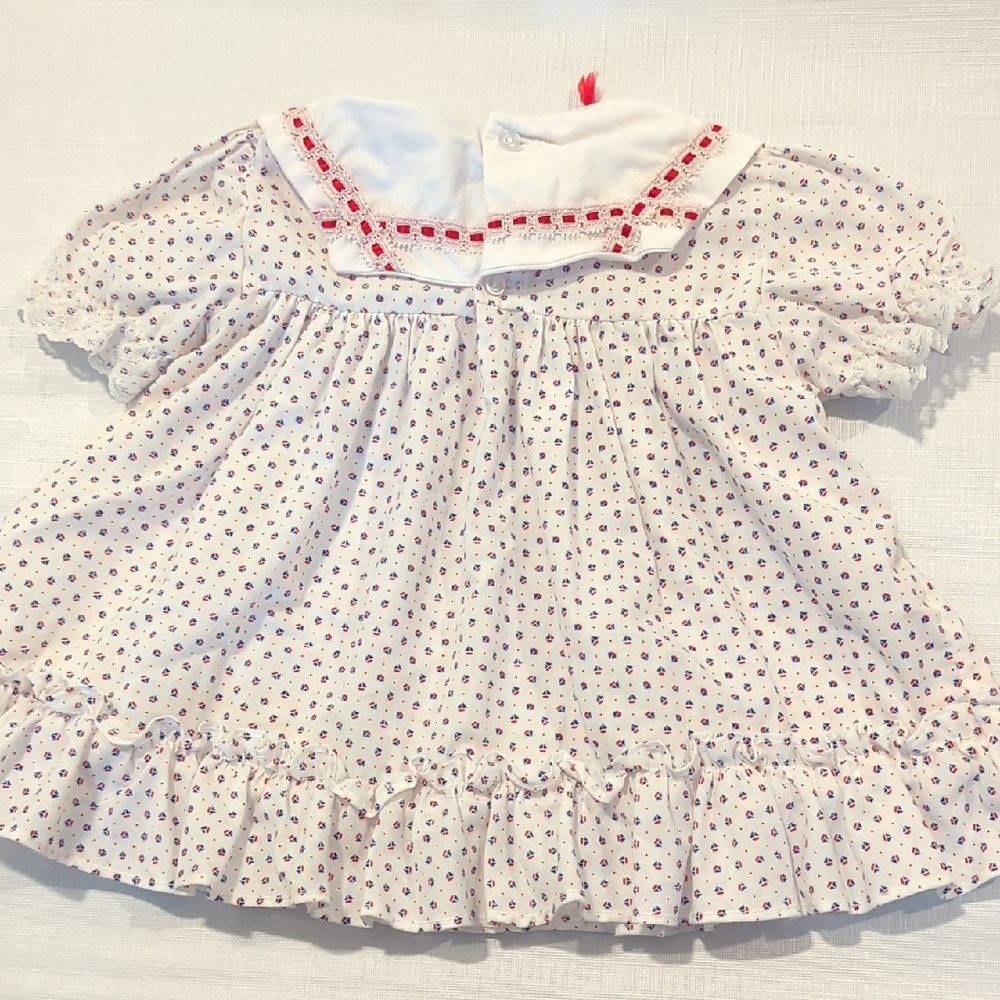 Vintage Carter's Nautical Dress with Red Bow and Sailboat Pattern size‎ 12-18M - Picture 4 of 10